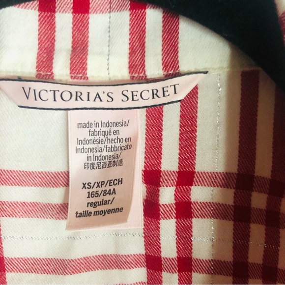 Victoria’s Secret flannel pj set. Red and white plaid design - Picture 6 of 7